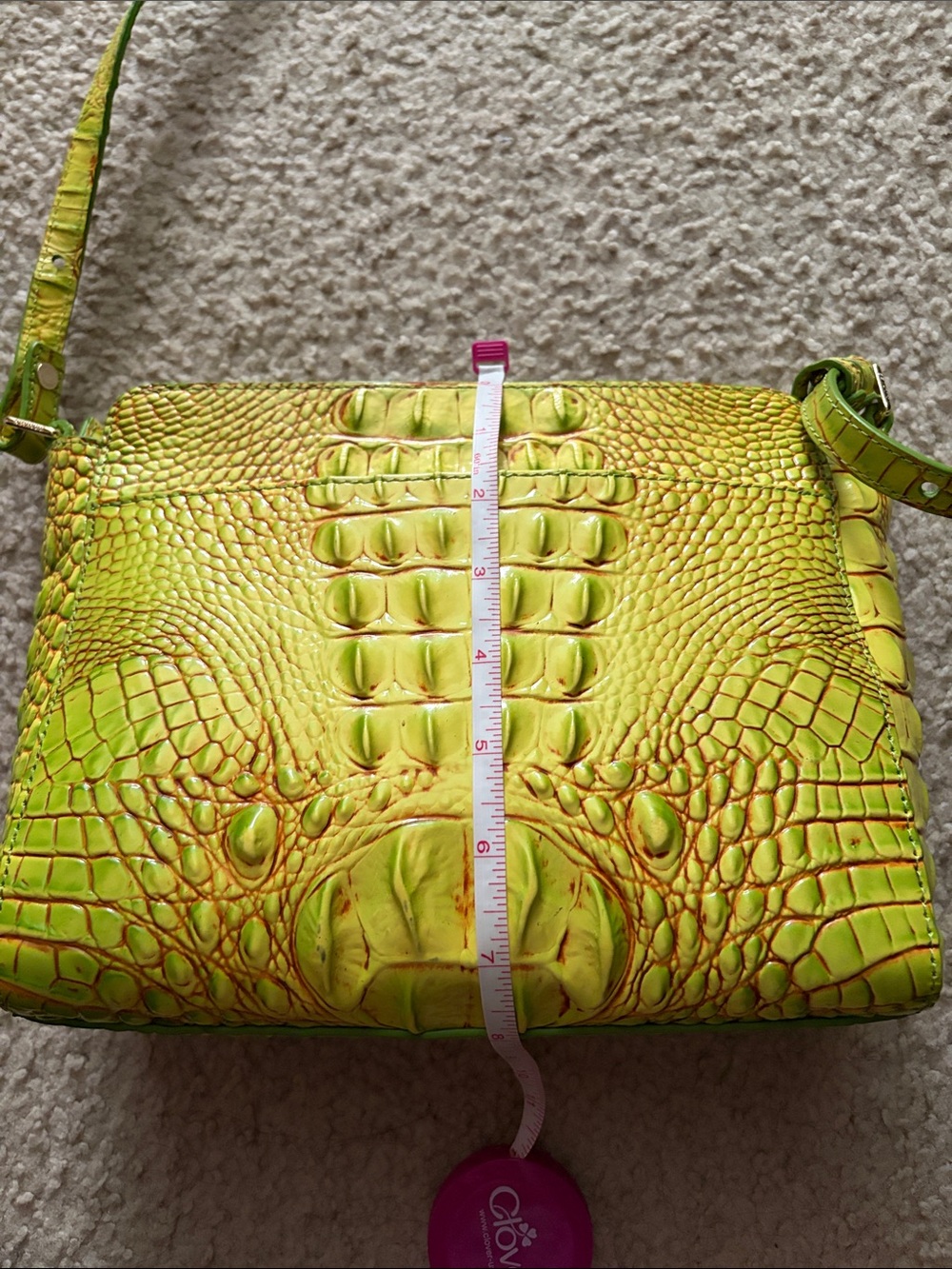 Brahmin Greenish/Yellow Croc-Embossed Crossbody Bag - Picture 7 of 10